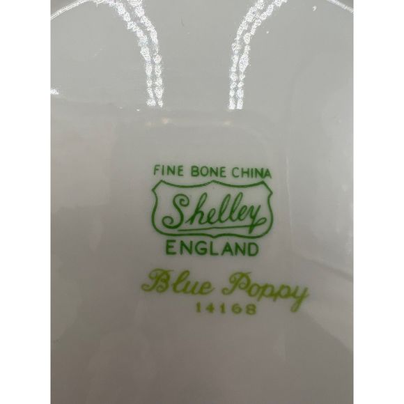 Shelley England Nut Mint Trinket Dishes English Bone China Blue Poppy - Picture 7 of 7